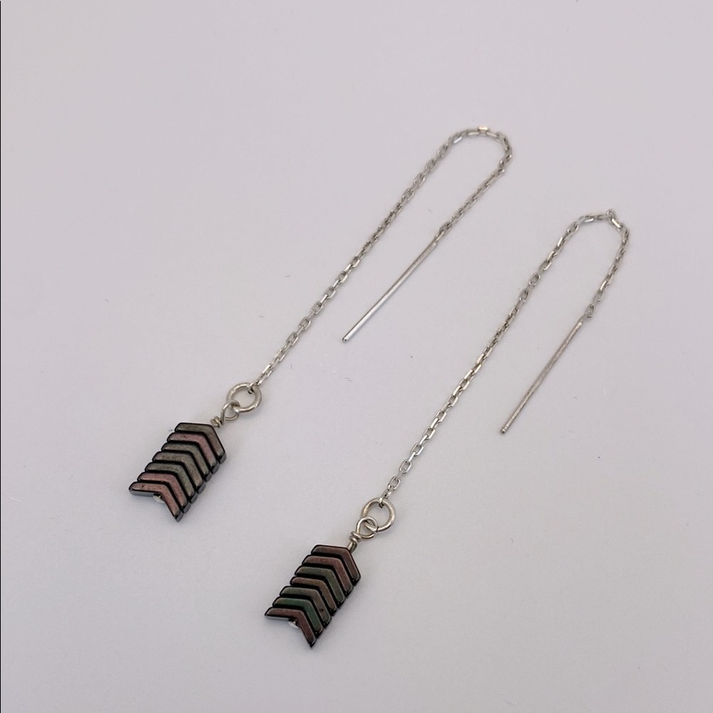 Sterling Silver and Black Hematite Threader Earrings
